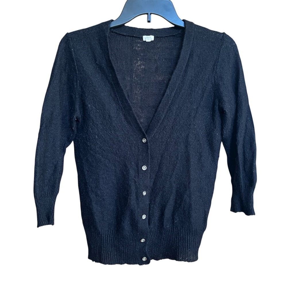 J. Crew Outlet Classic Black Women's Lightweight 3/4 Sleeve Cardigan Sweater M